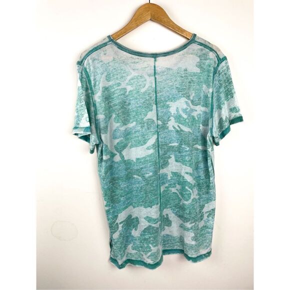 Free People Camo Tee Loose Knit Teal Combo Small M - Picture 9 of 11